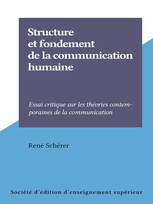 cover image of Structure et fondement de la communication humaine